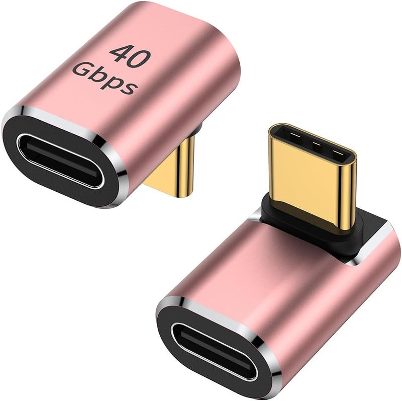 AuviPal USB C 90 Degree Adapter (2 Pack), Up and Down Right Angle L Shape USB Type C Male to Female Connector for Steam Deck, ROG Ally, MacBook, Tablet, Phone and More - Rose Gold - Image 1